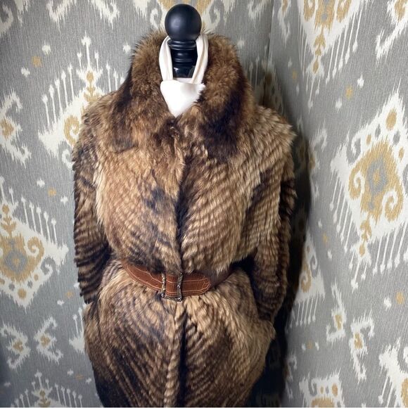 Ralph Lauren Collection * Pre-Fall '19 Toffee Lamb Shearling Chevron Knit Coat - Picture 16 of 16